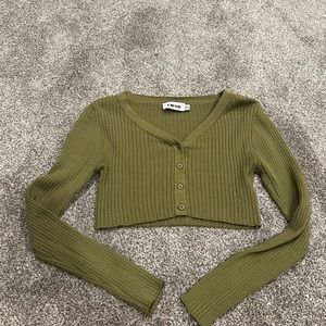 Cropped green cardigan